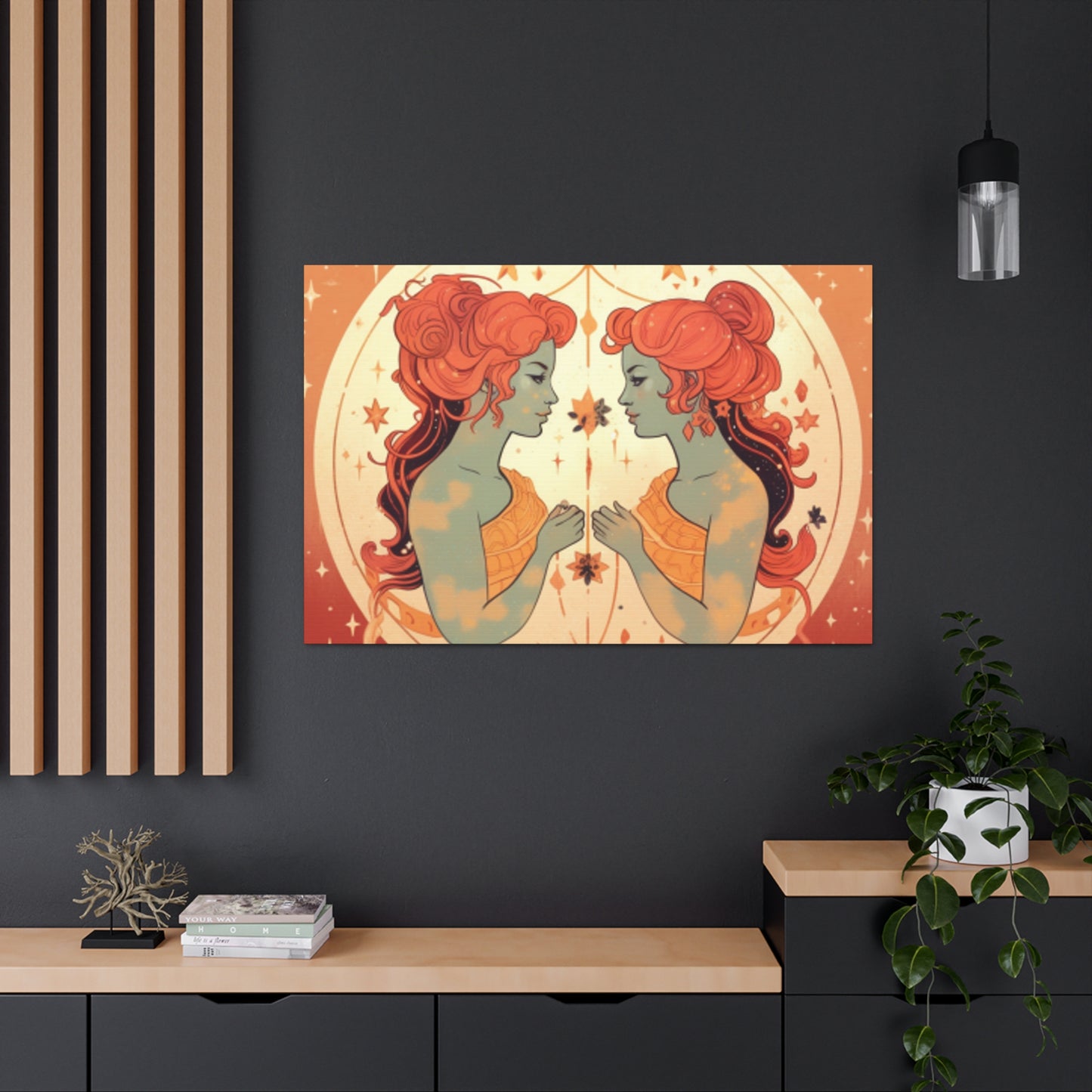 Lofi Astrology Gemini Babes Greek Goddess Style  - Large Wall Art