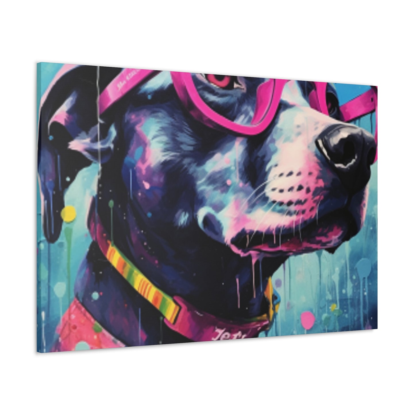 Dog With Style In Large Pink Glassses - Large Wall Art