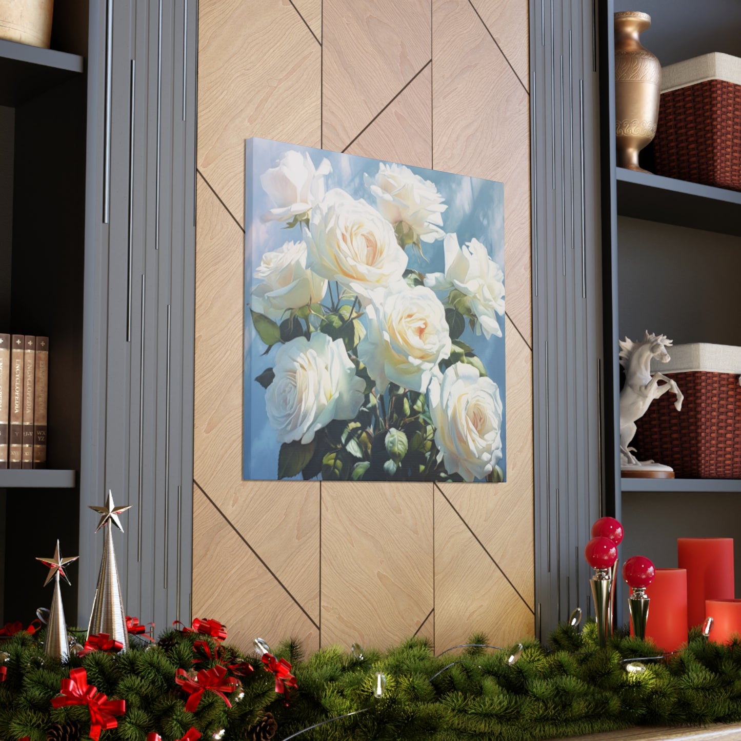 Pure, Vibrant And White Roses- Large Wall Art