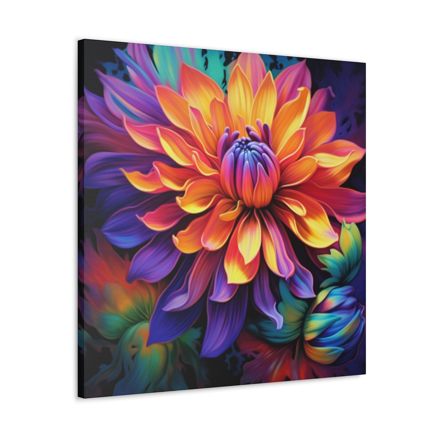 Glowing Multi Colored Flower In Bloom - Large Wall Art