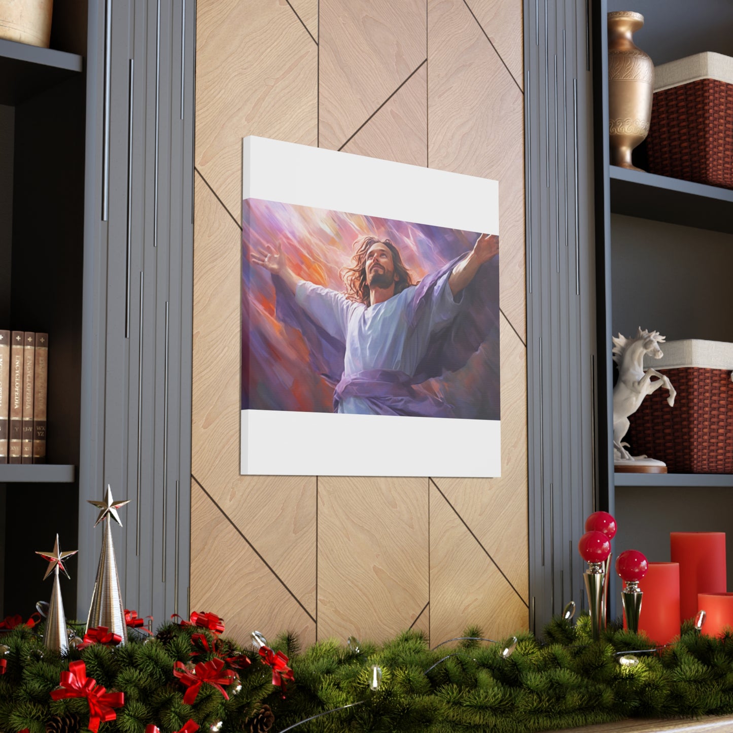 Jesus Surrounded By Purple And Light- Large Wall Art