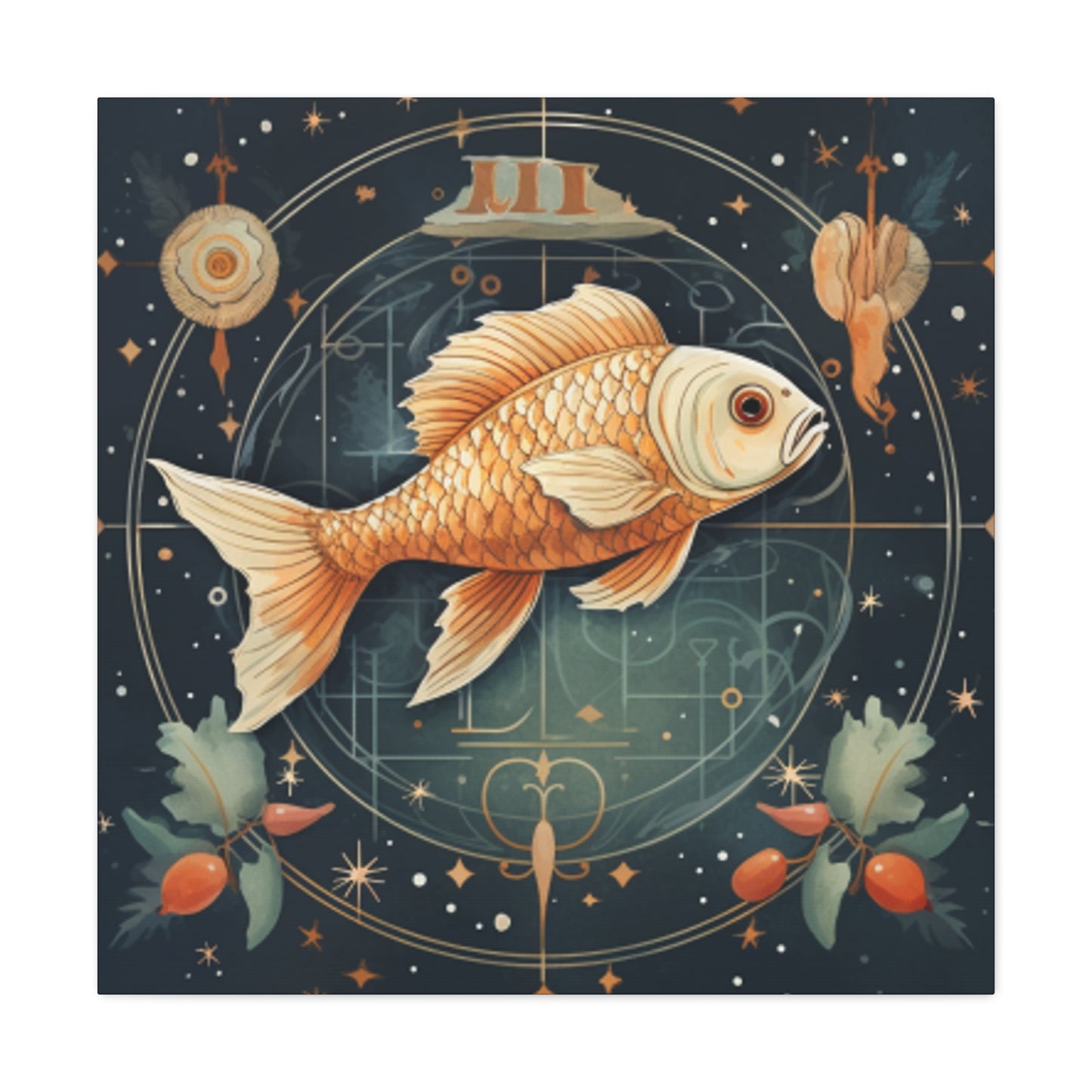 Lofi, Astrology, Pisces Fish - Large Wall Art