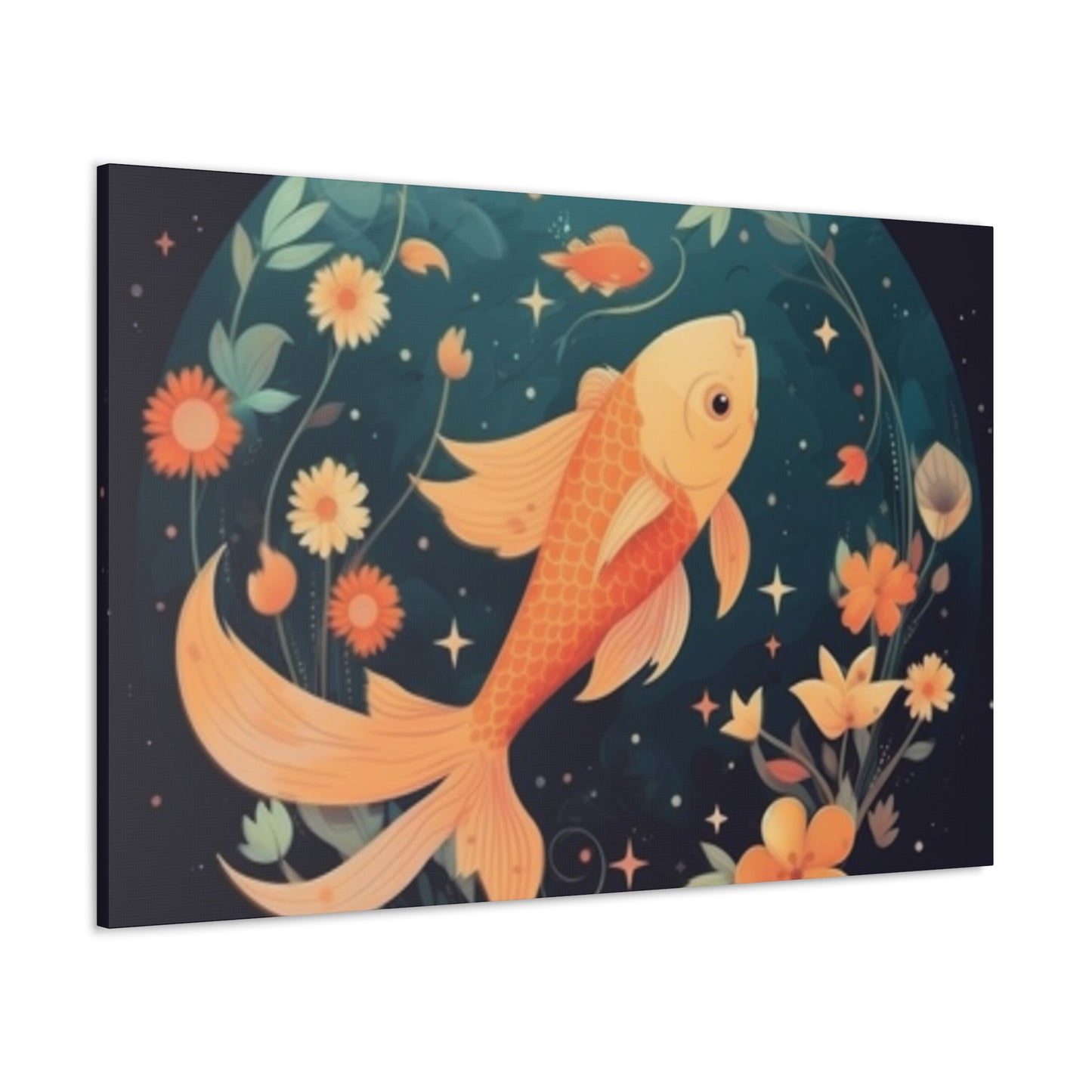 Lofi Style Pisces, Fish And Flowers - Large Wall Art