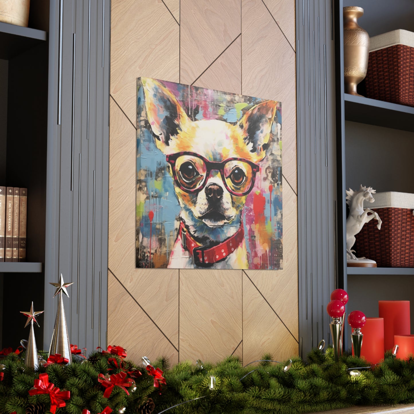 Brown Eye Chihuahua In Glasses - Large Wall Art