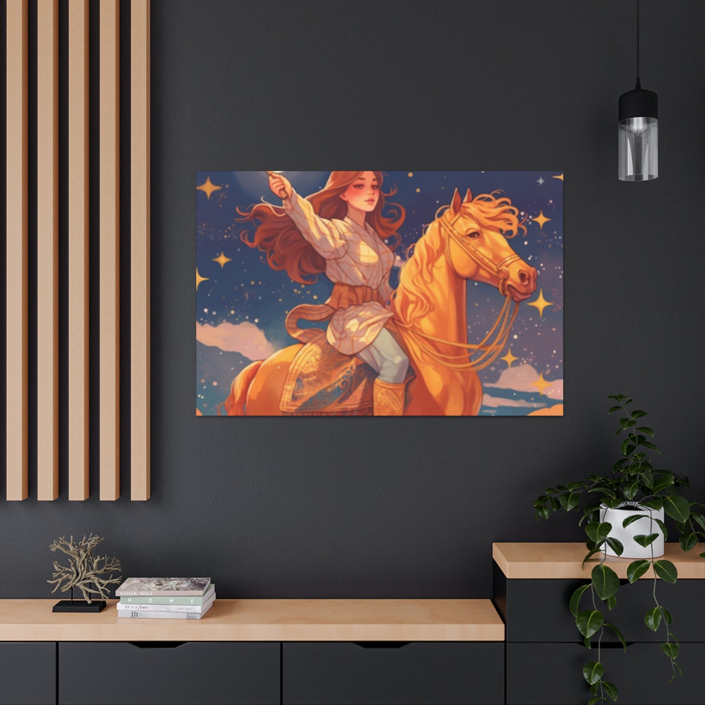 Lofi Magic, Boho Girl And Her Horse - Large Wall Art