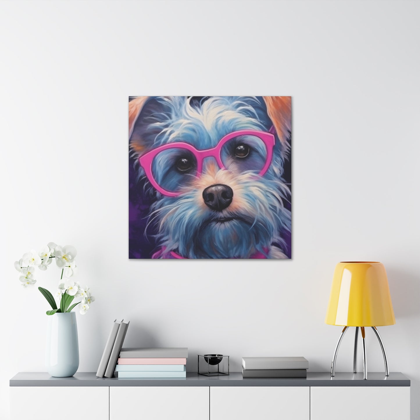 Pretty Dog In Pink Glasses - Large Wall Art