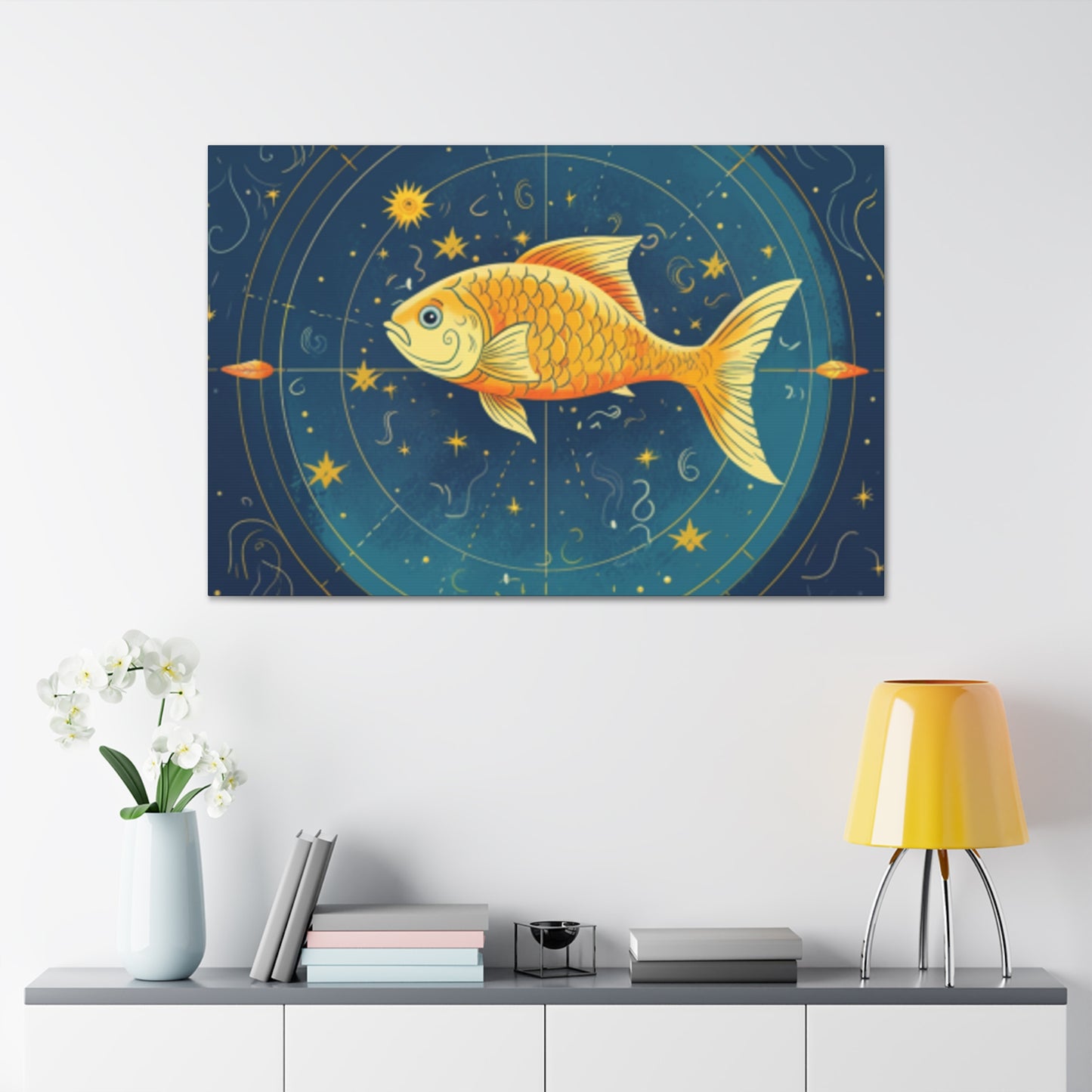 Lofi Style Pisces, Compass Fish  - Large Wall Art