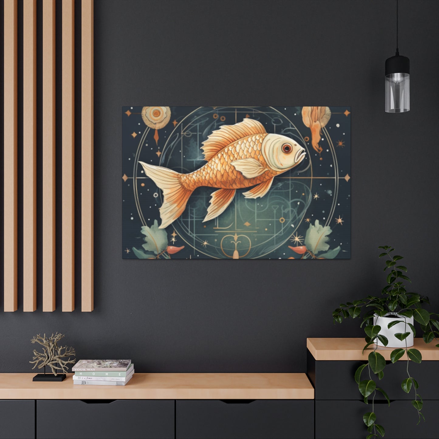 Lofi, Astrology, Pisces Fish - Large Wall Art