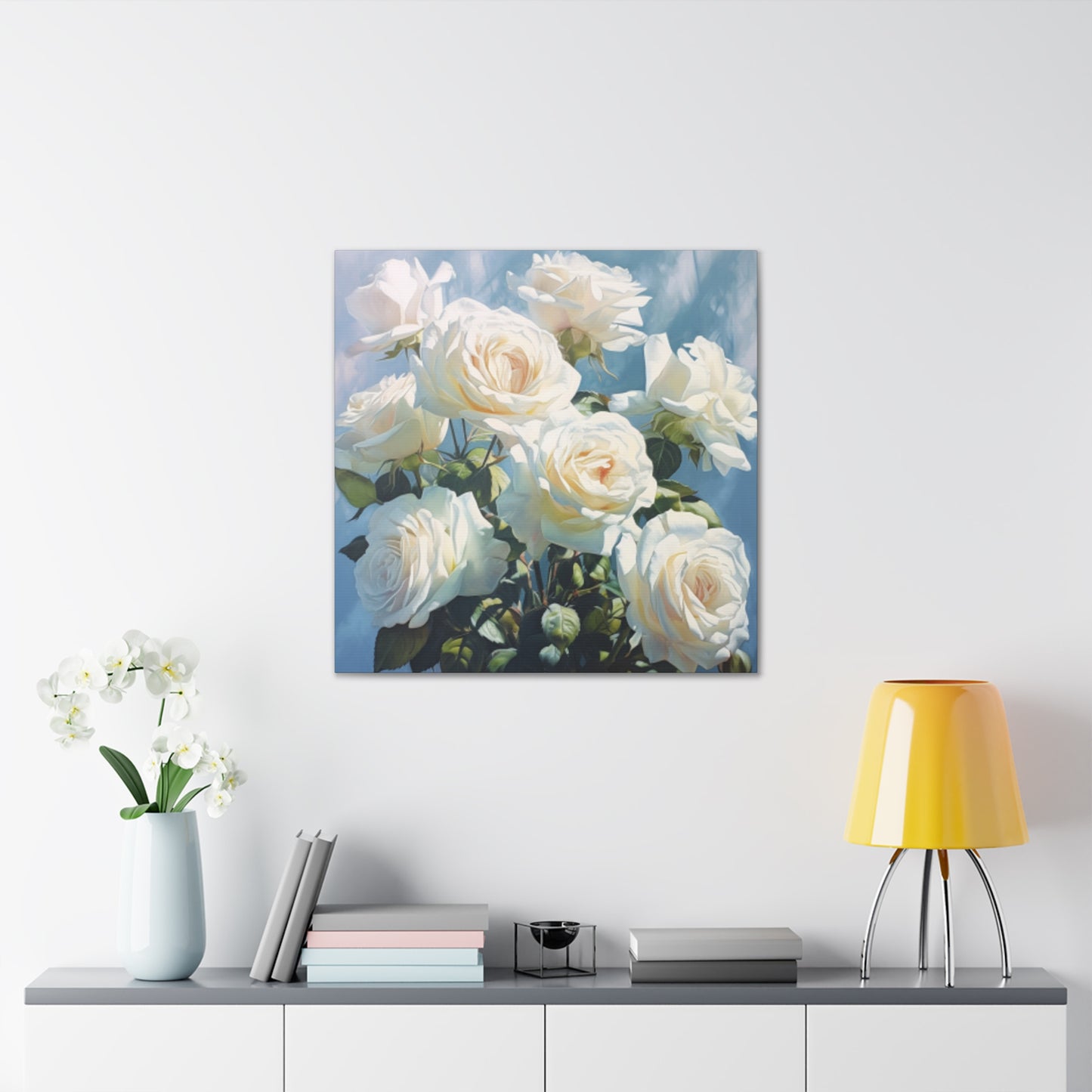 Pure, Vibrant And White Roses- Large Wall Art