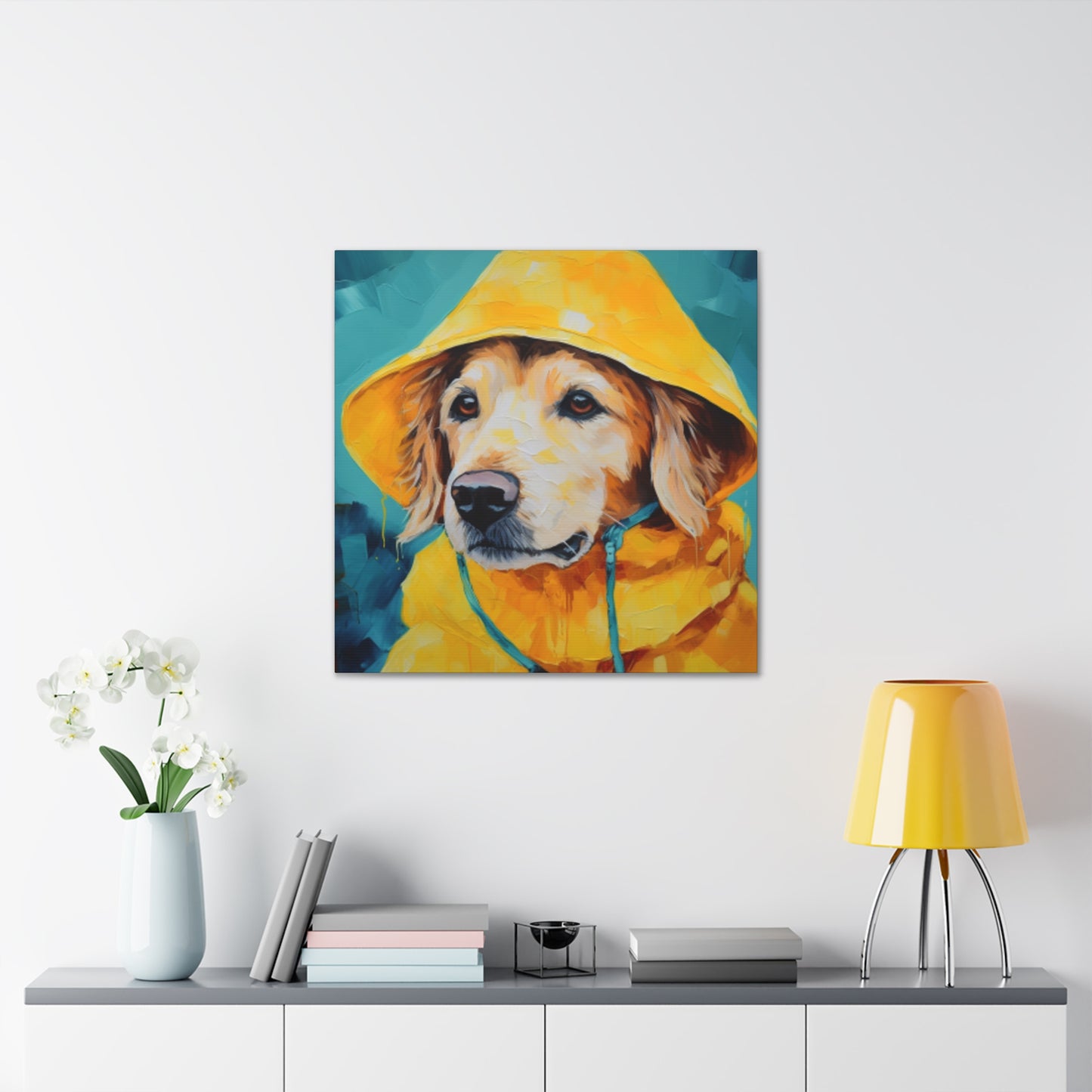 Golden Retriever Ready For The Rain - Large Wall Art