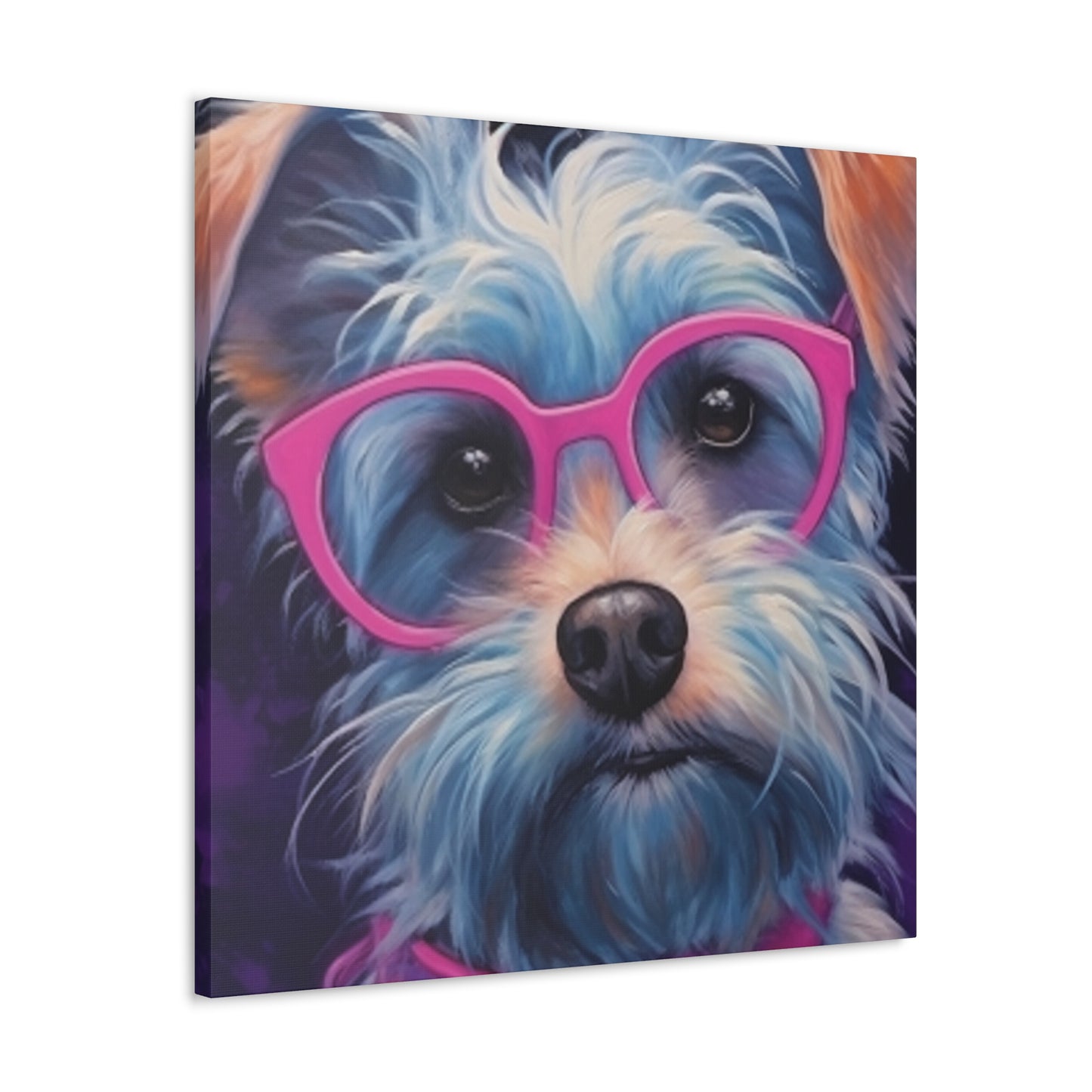 Pretty Dog In Pink Glasses - Large Wall Art