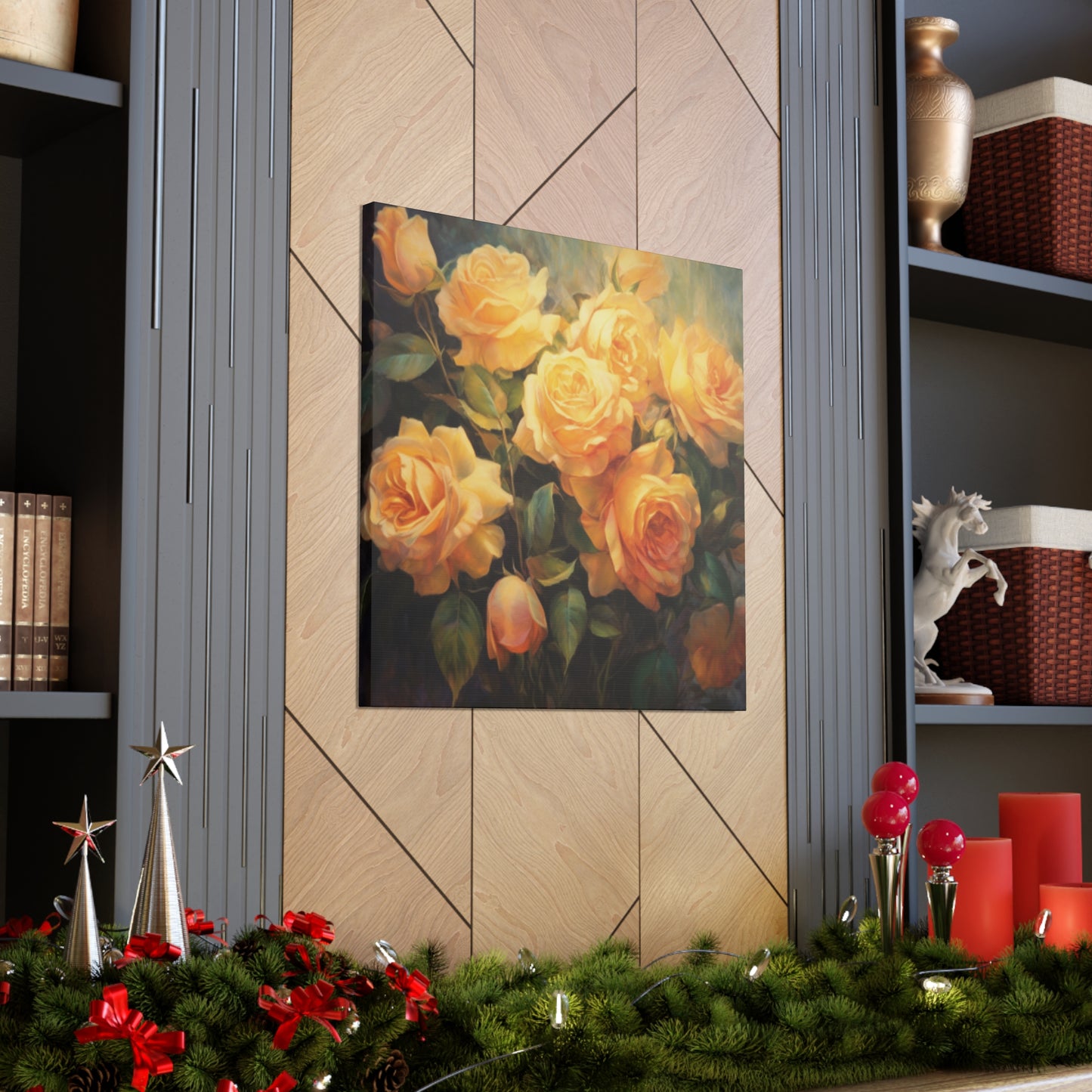 Golden Yellow Roses In Sunlight - Large Wall Art