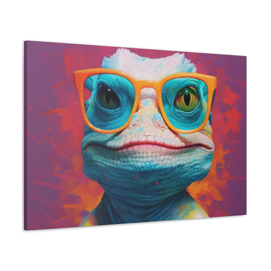 Lizard Lady With Purple Background - Large Wall Art