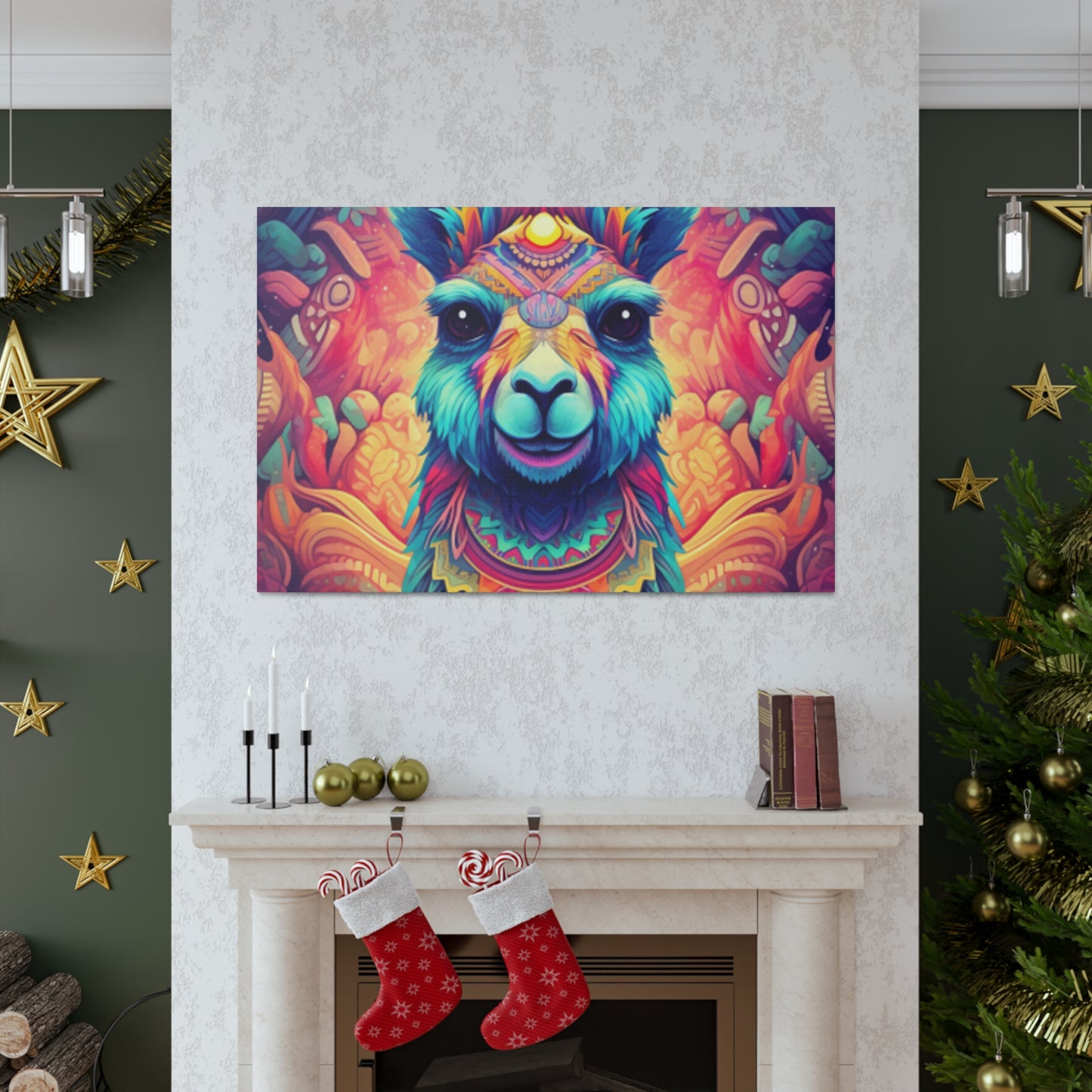 Colorful Llama With Beautiful Eyes- Large Wall Art