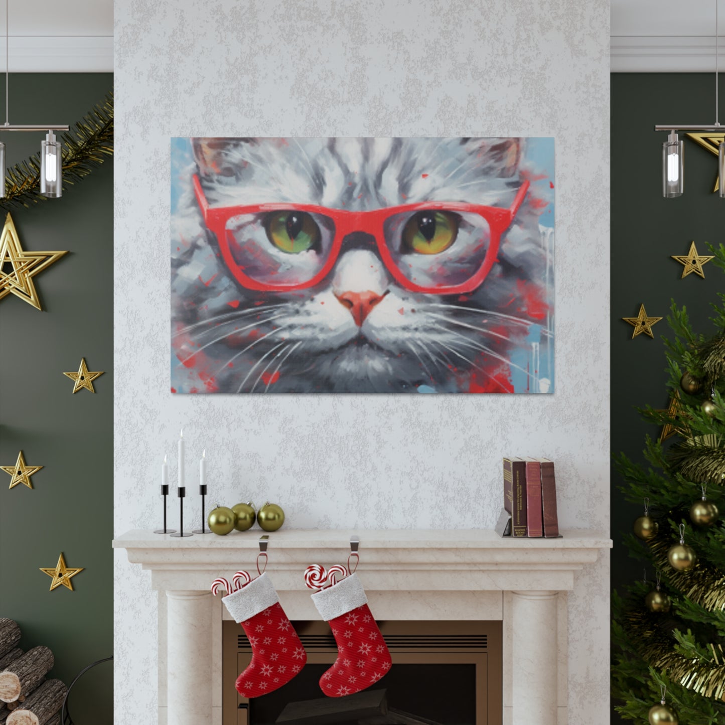 Furball Kitty In Red- Large Wall Art