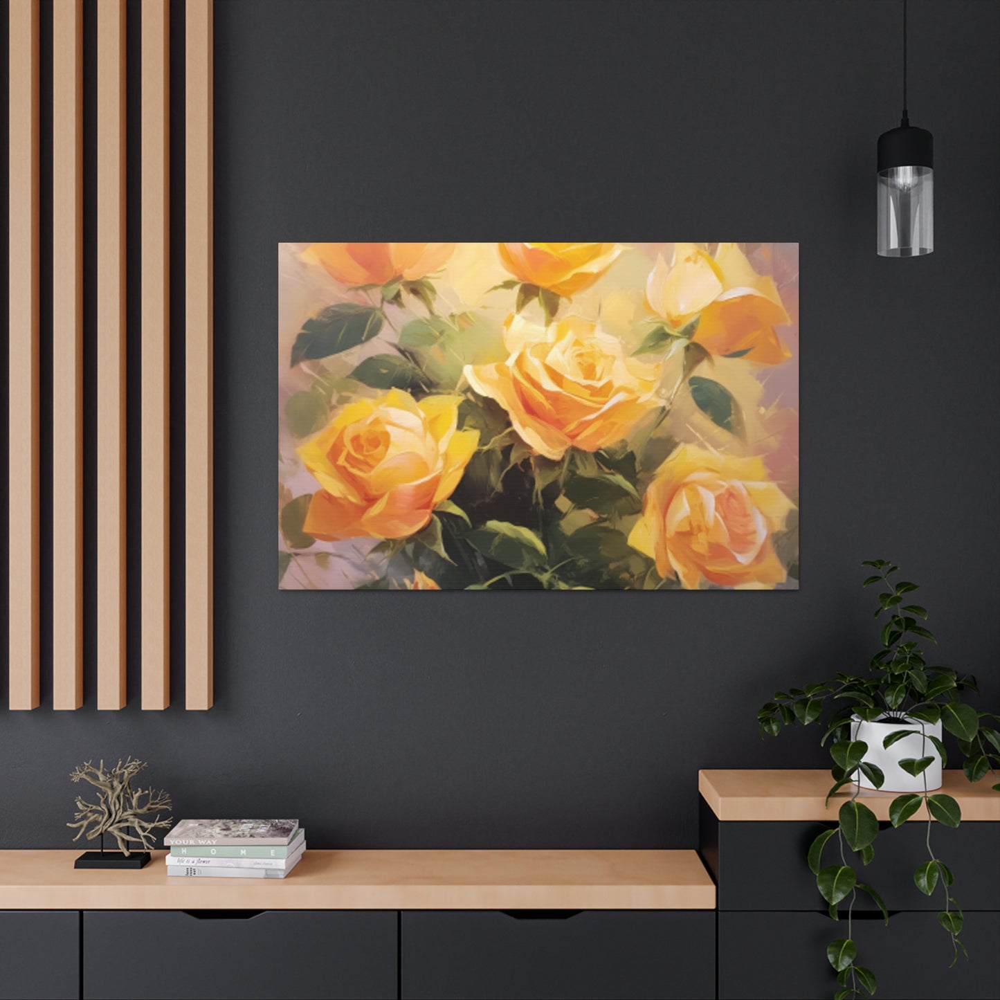 Beautiful Bouquet Of Blooming Yellow Roses- Large Wall Art