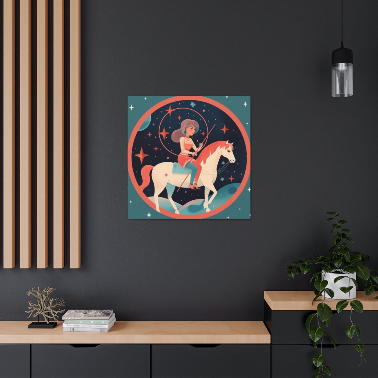 A Lofi Girl With Good Vibe Orbs On Her Horse - Large Wall Art