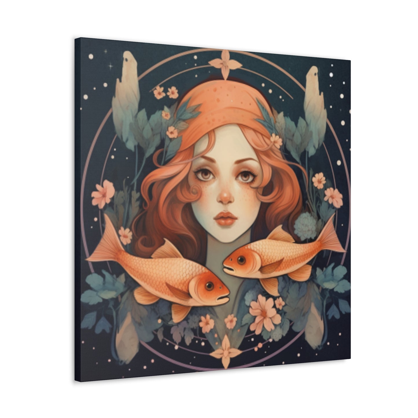 Astrology, Lofi,  Pisces, Fish And Girl - Large Wall Art