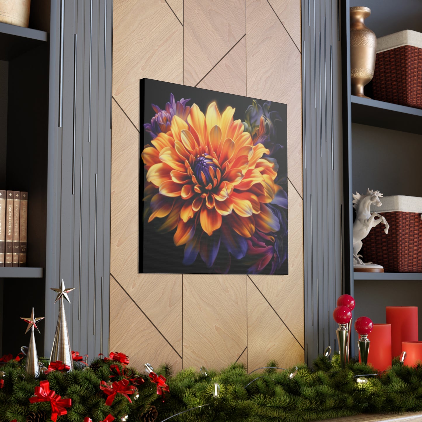 Glowing Dahlia In Bloom - Large Wall Art