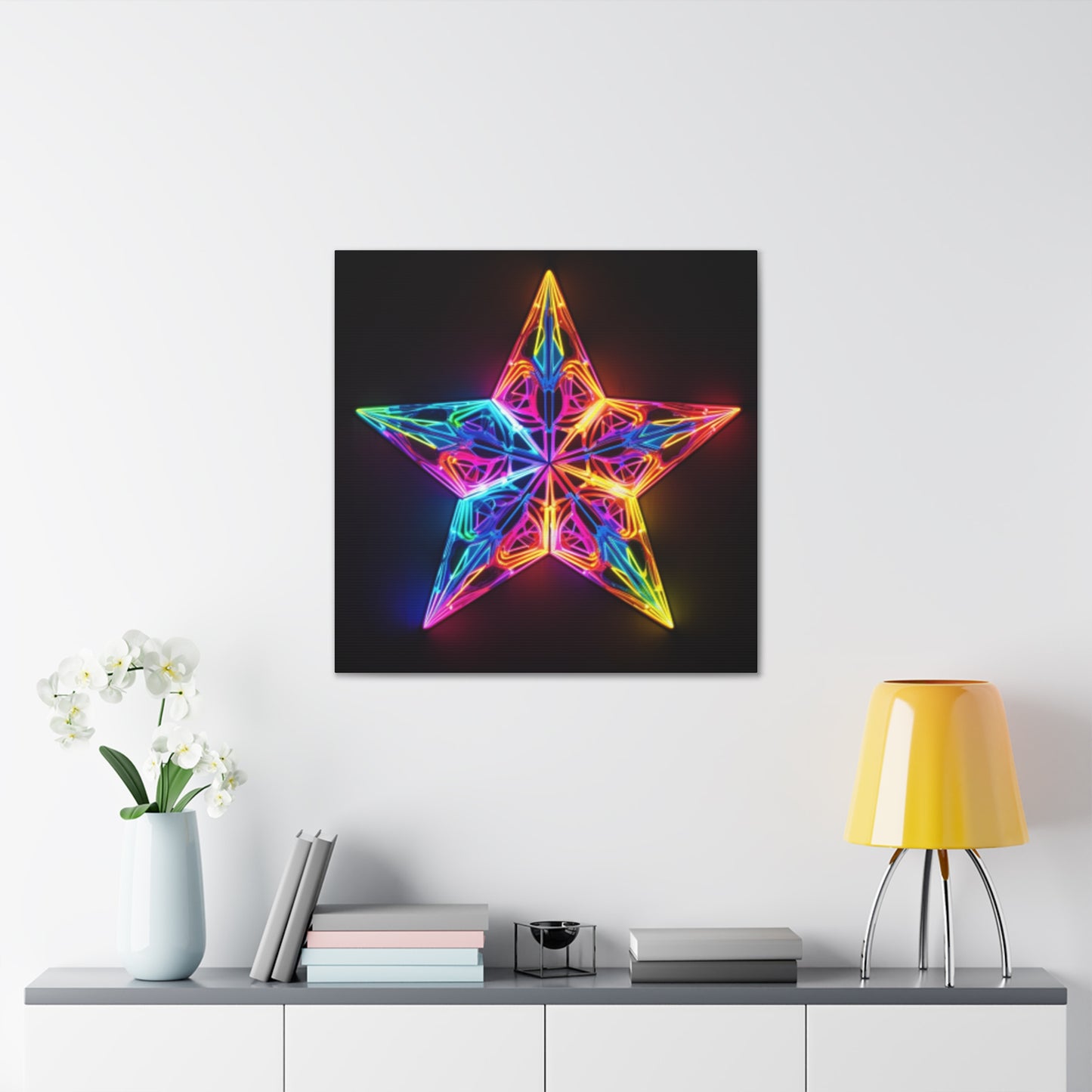 Electric, Neon, Glowing Star - Large Wall Art