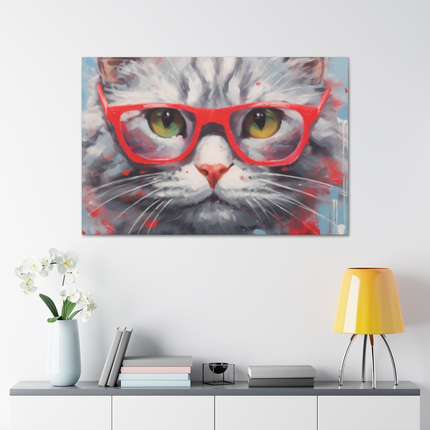 Furball Kitty In Red- Large Wall Art