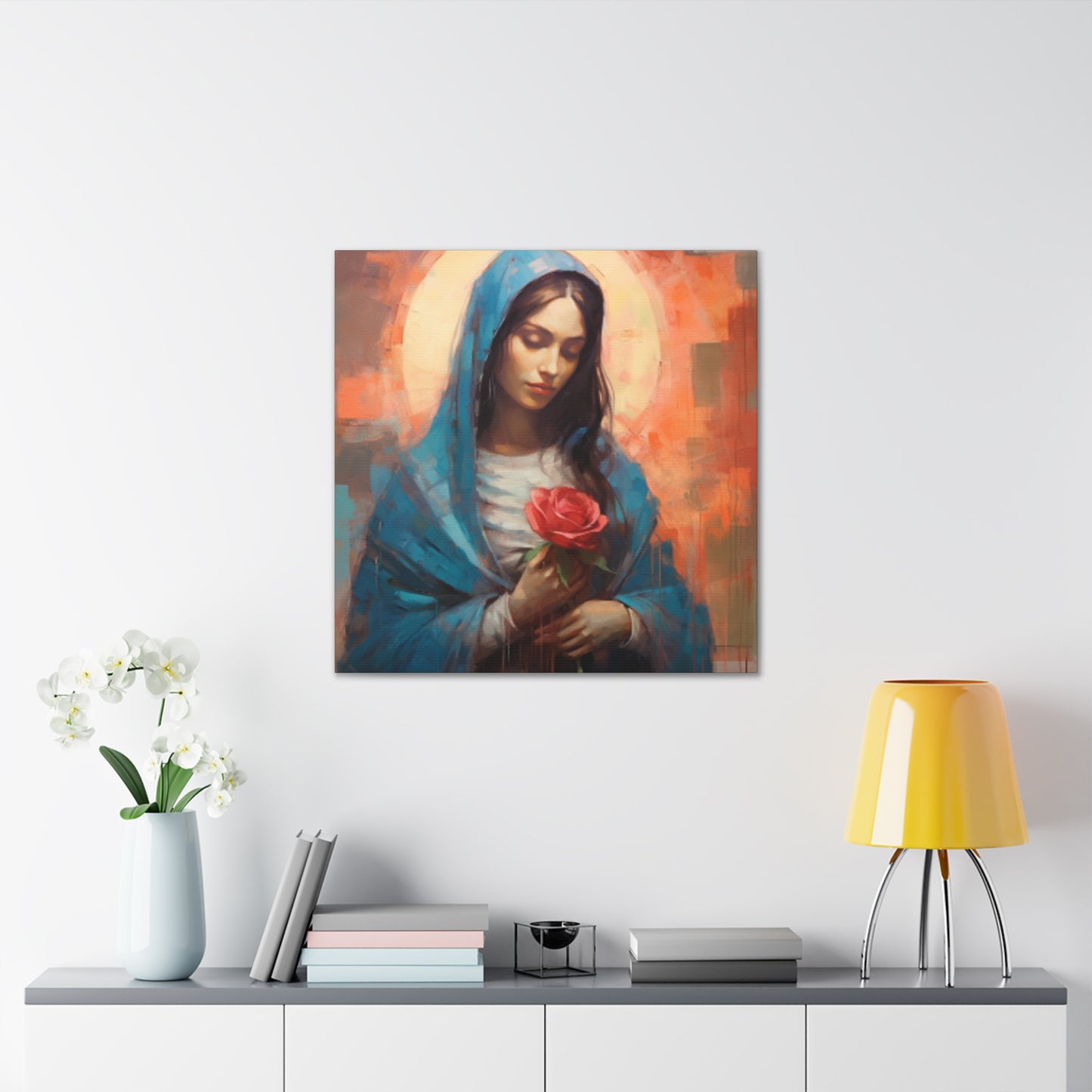 Kind Mother Mary With Golden Glow - Large Wall Art