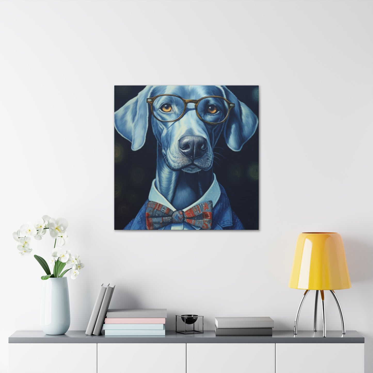 Feeling Happy But Looking Blue, Dog In Glasses - Large Wall Art