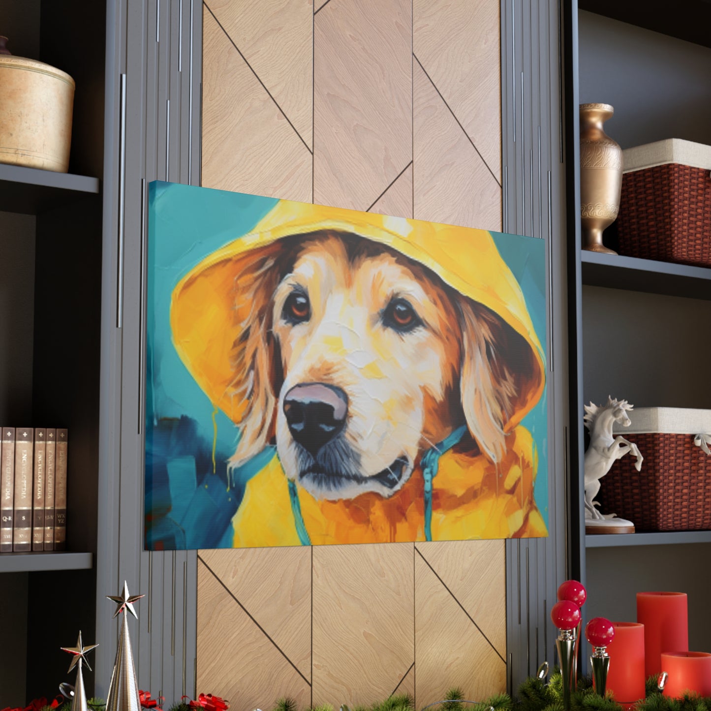 Golden Retriever Ready For The Rain - Large Wall Art