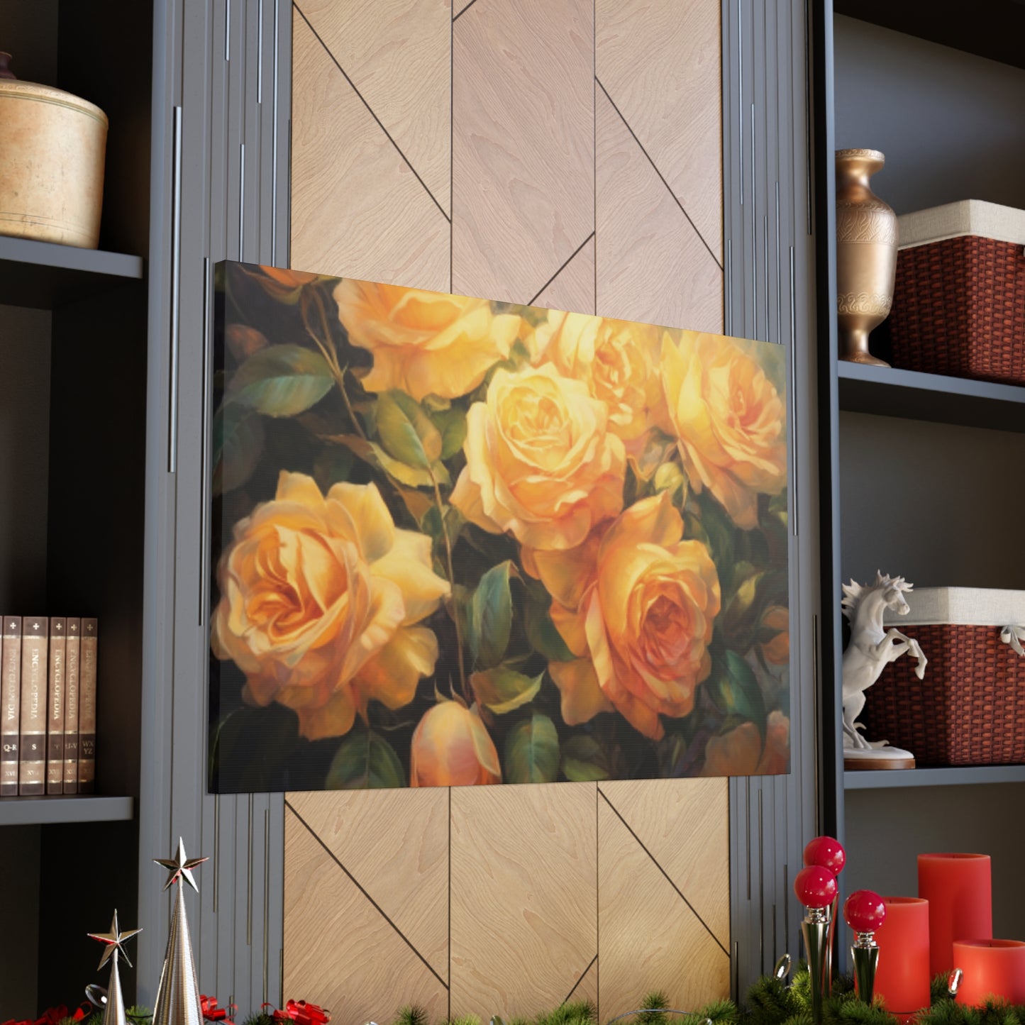 Golden Yellow Roses In Sunlight - Large Wall Art