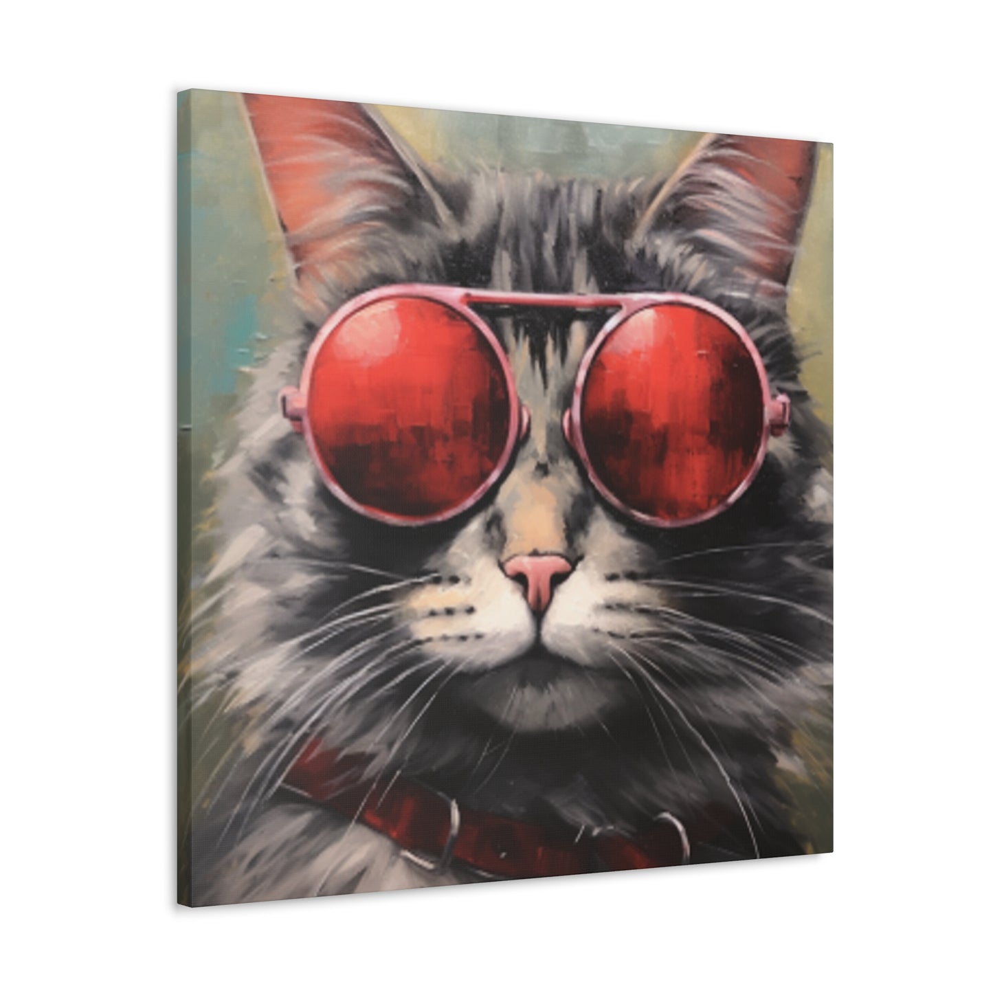 Red Shades On Fluffy Tabby Cat - Large Wall Art