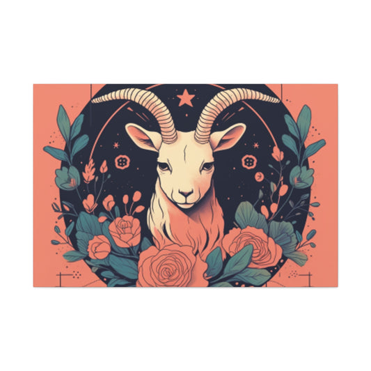 Lofi, Capricorn And Pink Roses- Large Wall Art