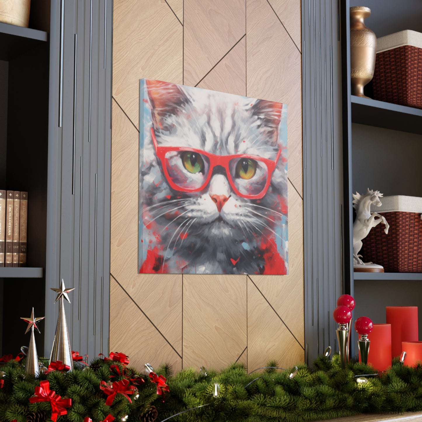 Furball Kitty In Red- Large Wall Art