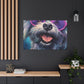 Happy Dog With Big Purple Glasses - Large Wall Art