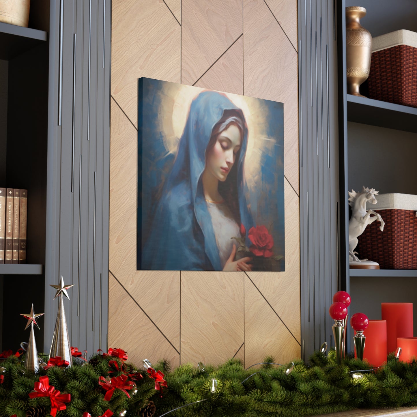 Praying Virgin Mary And Roses- Large Wall Art