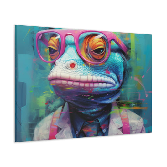 Moody Lizard Dude With Blue Background - Large Wall Art