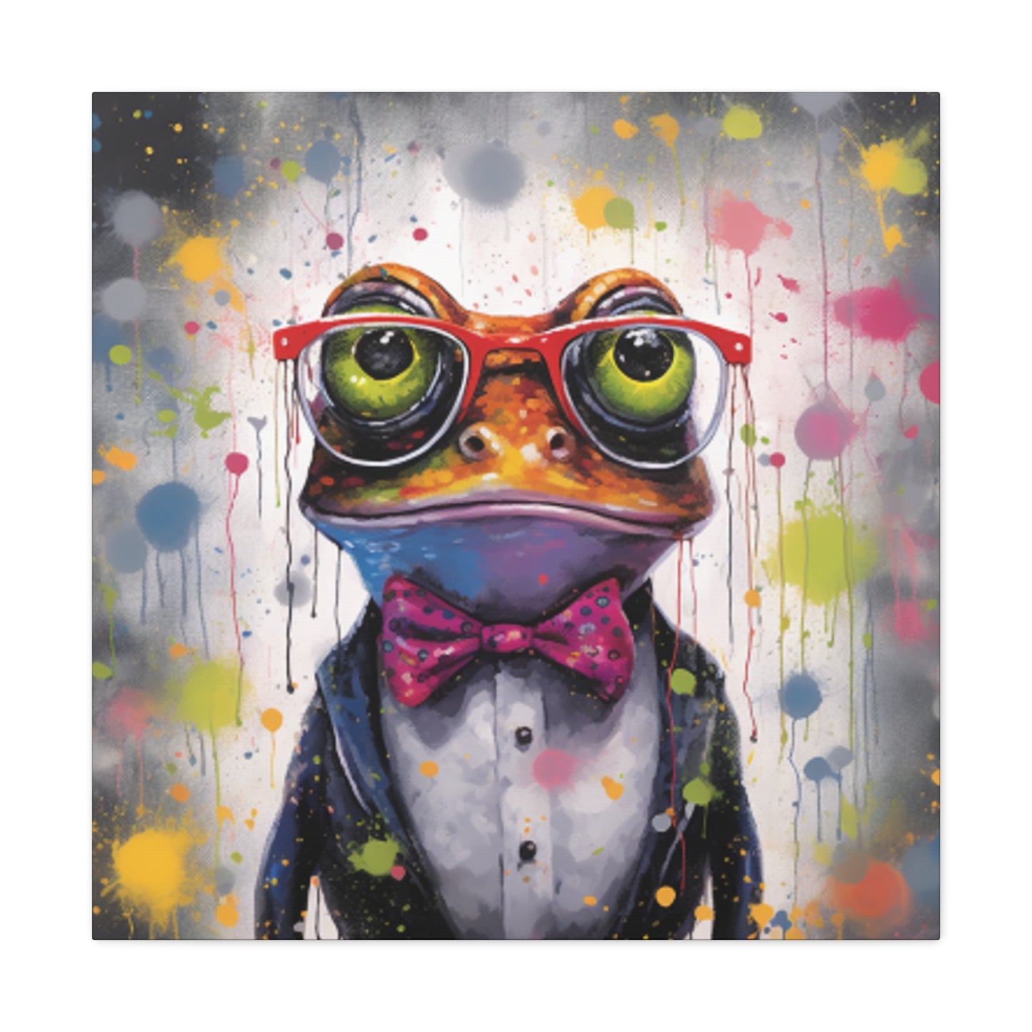 Fancy Frog In Glasses Painting - Large Wall Art