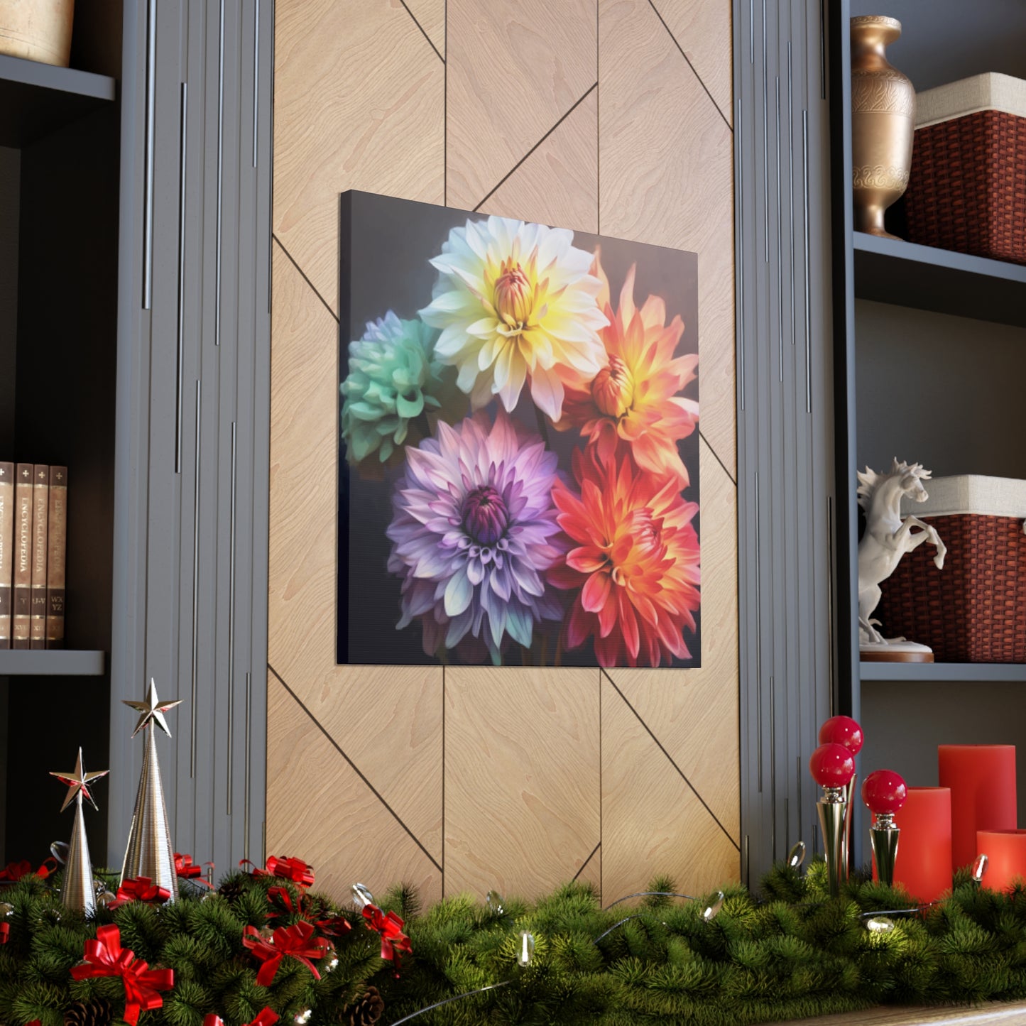 5 Different Dahlia Flowers - Large Wall Art