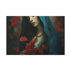 Peaceful Mother Mary And Red Roses- Large Wall Art