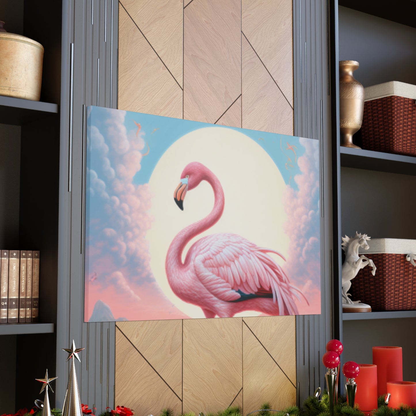 Peaceful, Pink Flamingo In Paradise - Large Wall Art