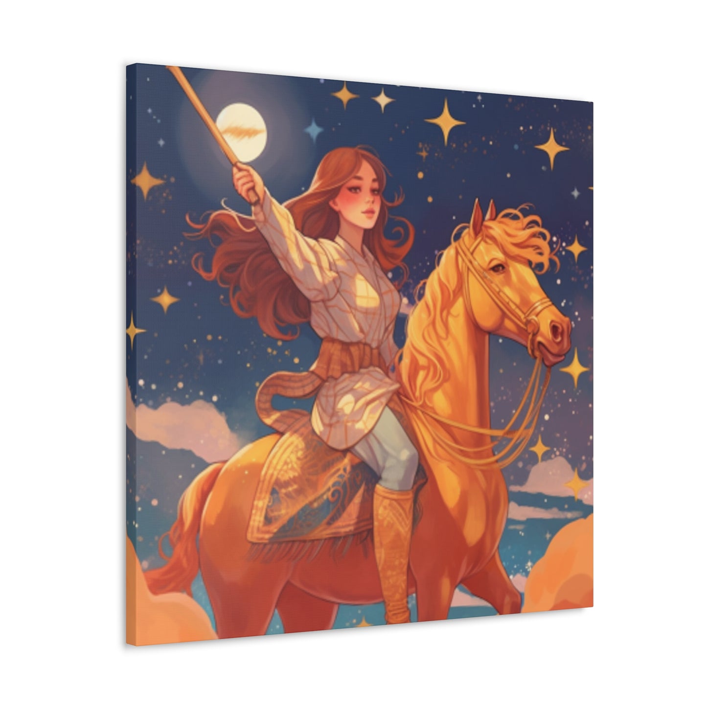 Lofi Magic, Boho Girl And Her Horse - Large Wall Art