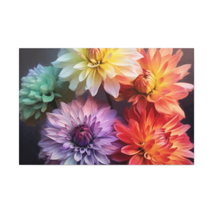 5 Different Dahlia Flowers - Large Wall Art