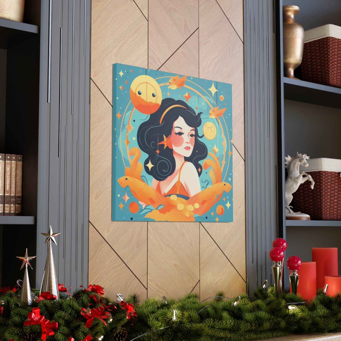 Lofi Style Aquarius Dreaming Of Her Fishy Friends- Large Wall Art