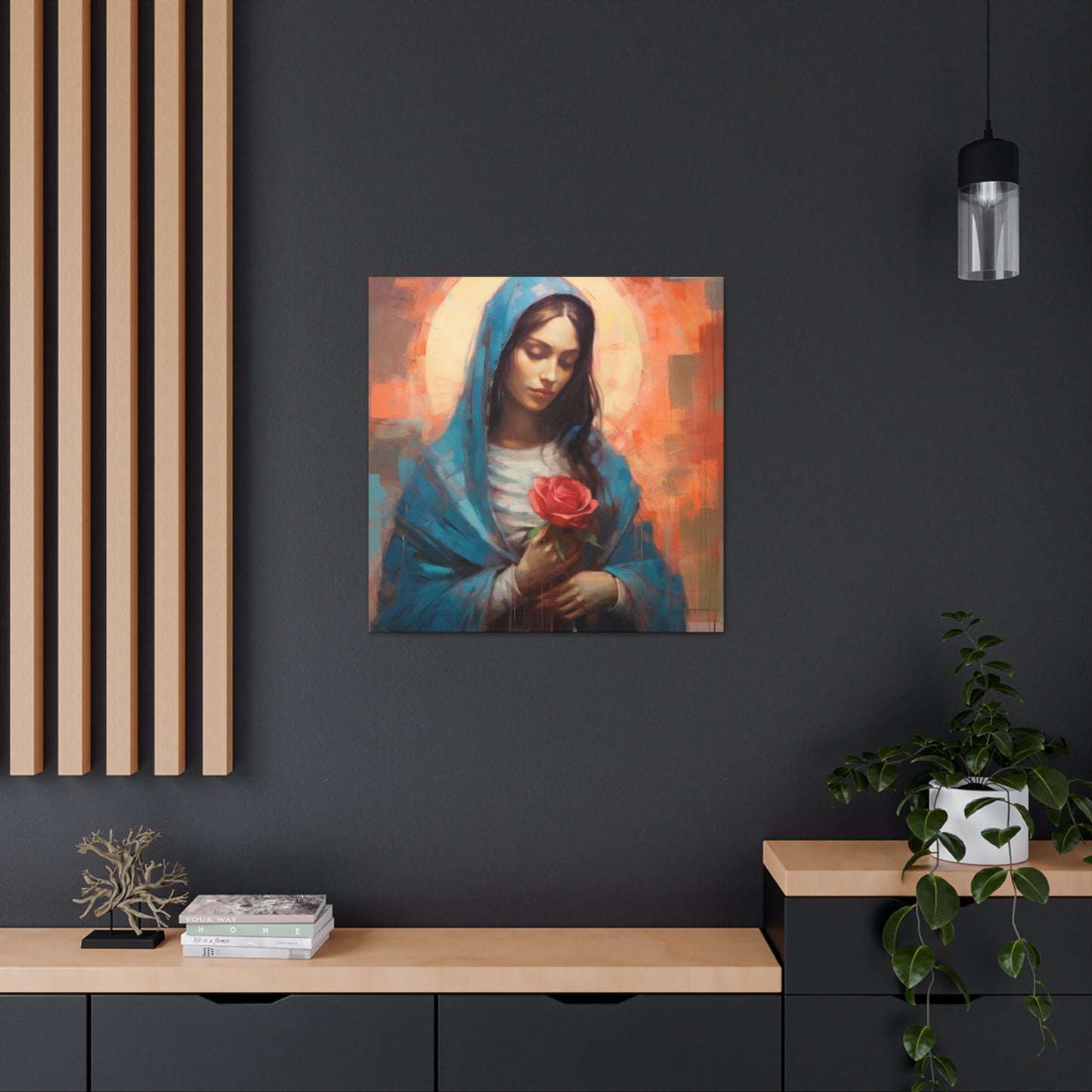 Kind Mother Mary With Golden Glow - Large Wall Art