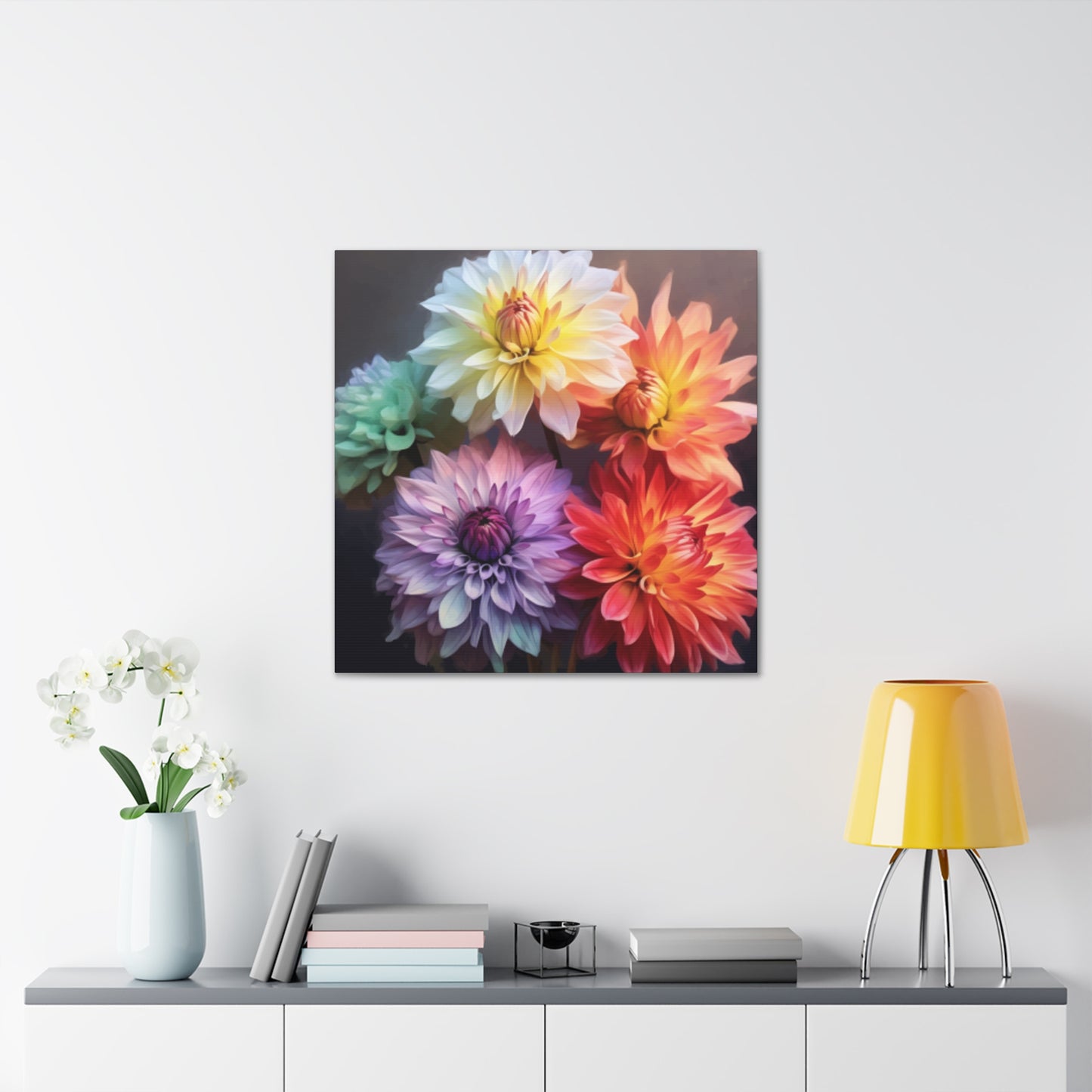 5 Different Dahlia Flowers - Large Wall Art