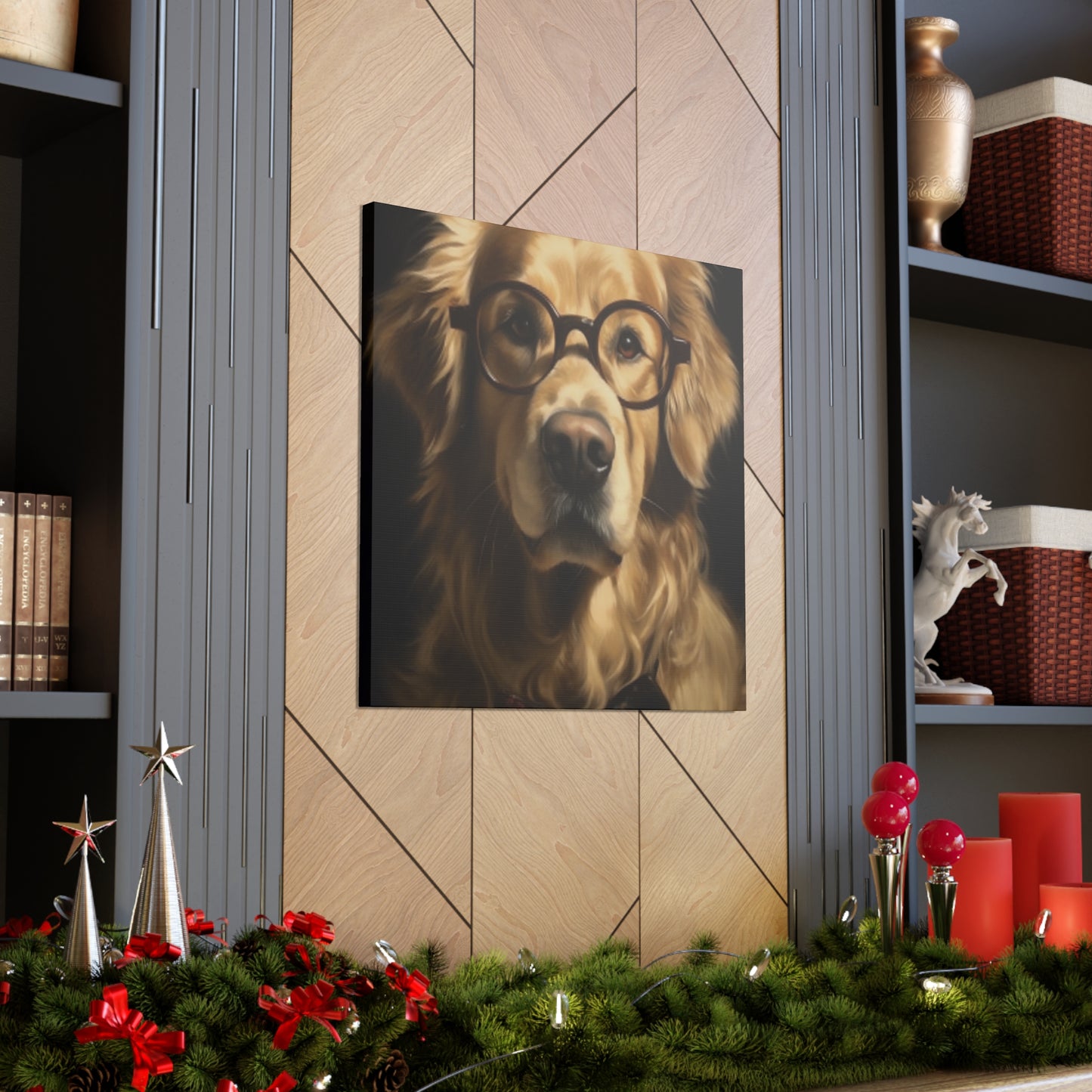 Educated Retriever With Glasses And Bow Tie- Large Wall Art