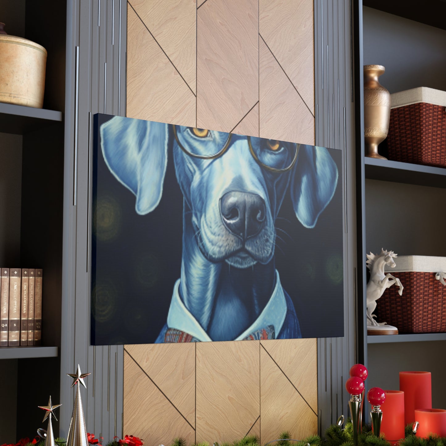 Feeling Happy But Looking Blue, Dog In Glasses - Large Wall Art