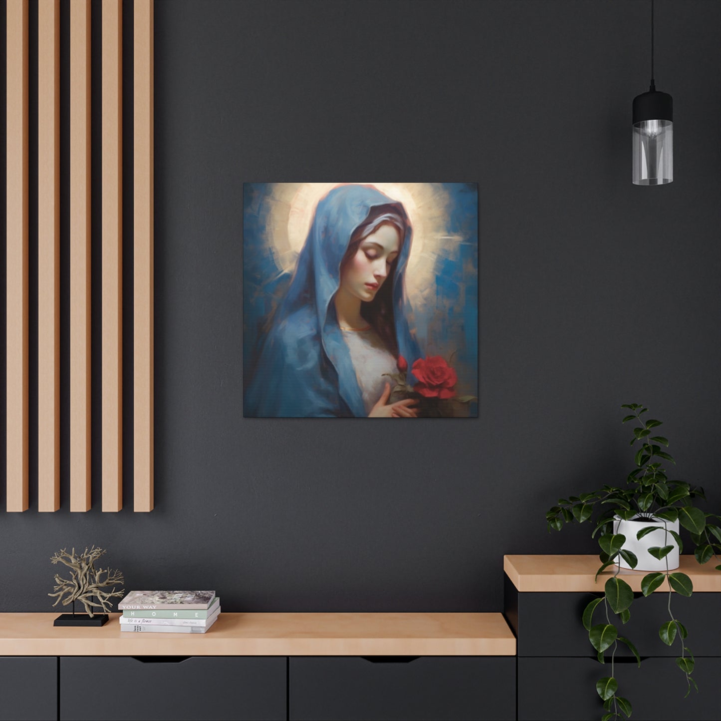 Praying Virgin Mary And Roses- Large Wall Art