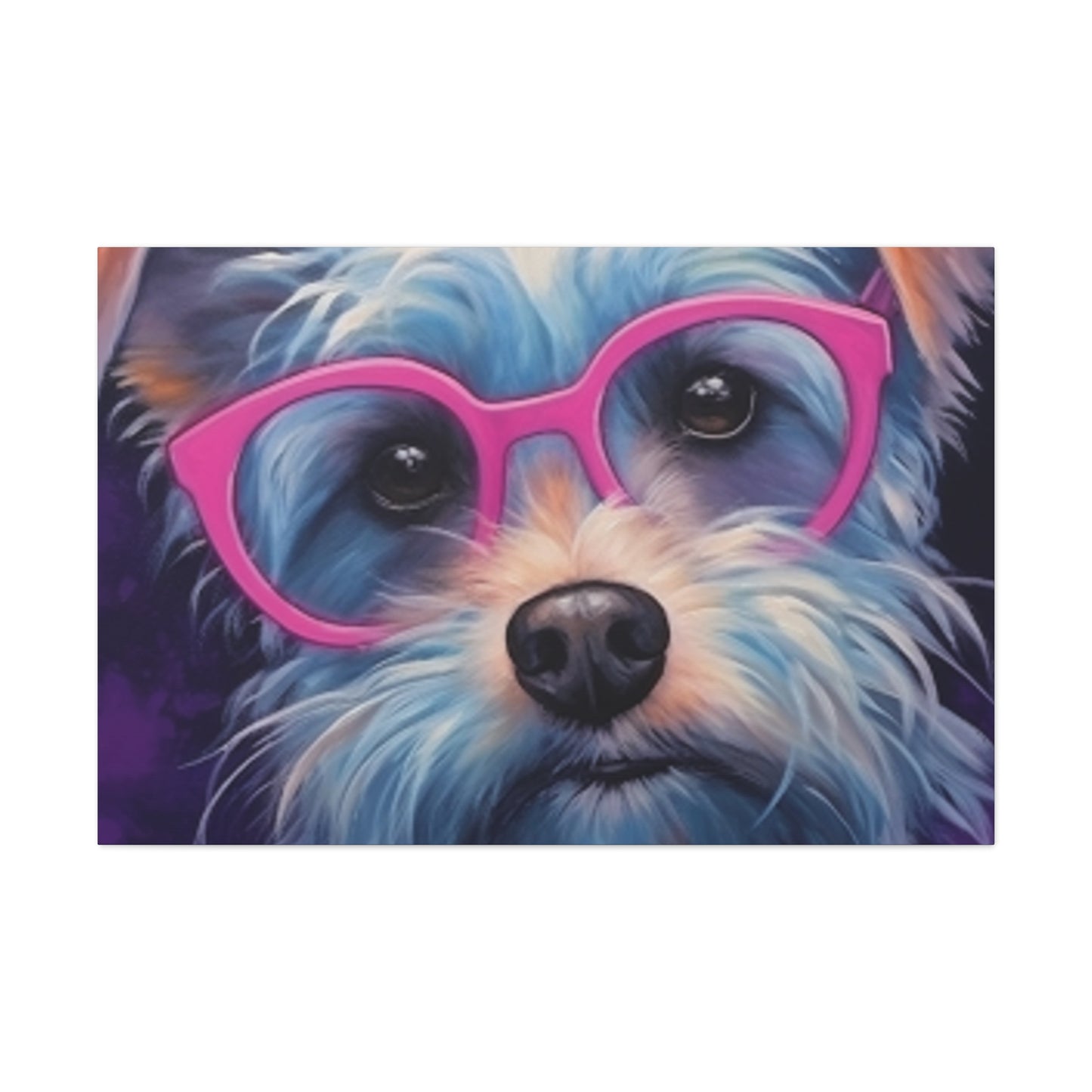 Pretty Dog In Pink Glasses - Large Wall Art