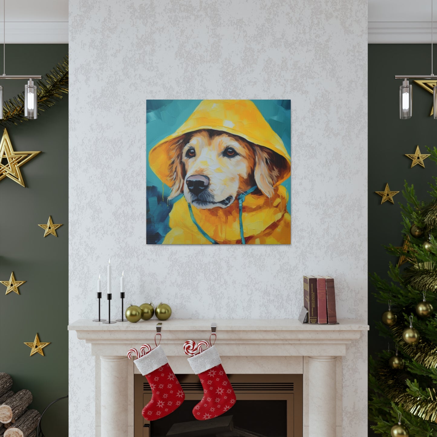 Golden Retriever Ready For The Rain - Large Wall Art