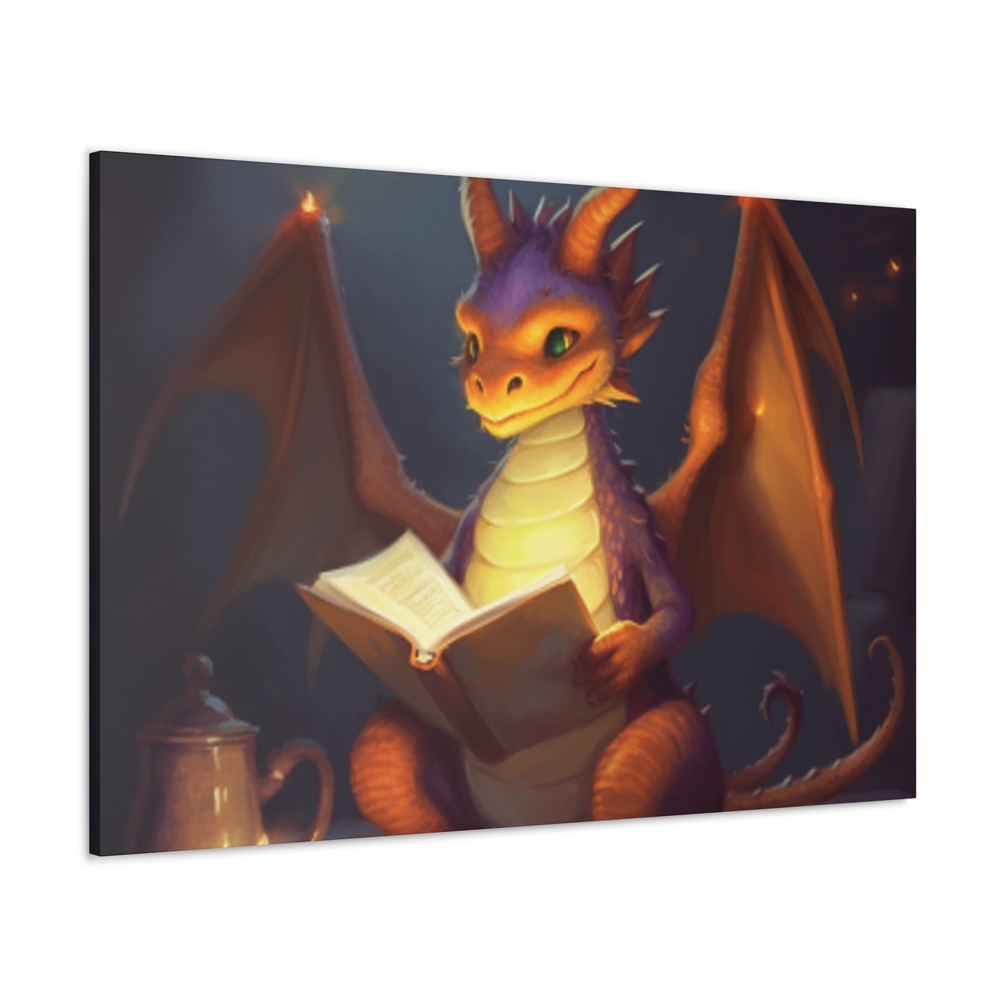 Dragon Reading About Dragon Things - Large Wall Art